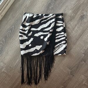 Zebra Fringe Skirt